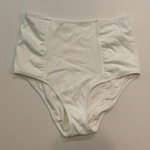 AERIE RIBBED HIGH WAISTED BIKINI BOTTOM - WHITE